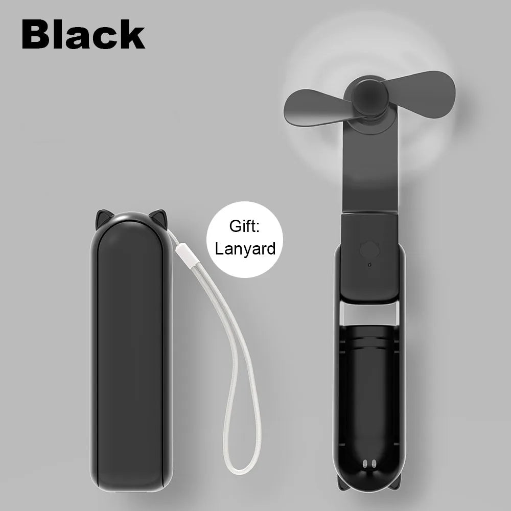 Mini Fan 2000Mah USB Rechargeable 3 Speed Handheld Fan Portable Foldable Air Cooler Fan for Outdoor Travel Small Handheld Fans