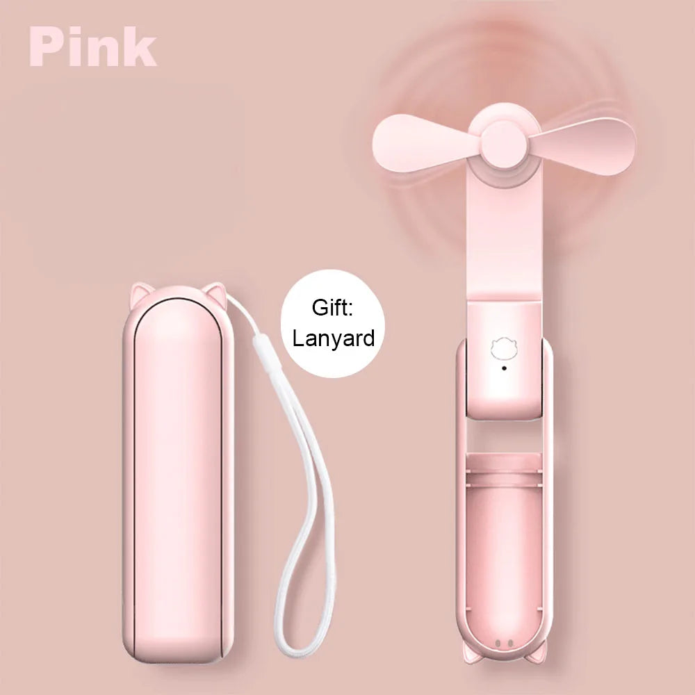 Mini Fan 2000Mah USB Rechargeable 3 Speed Handheld Fan Portable Foldable Air Cooler Fan for Outdoor Travel Small Handheld Fans