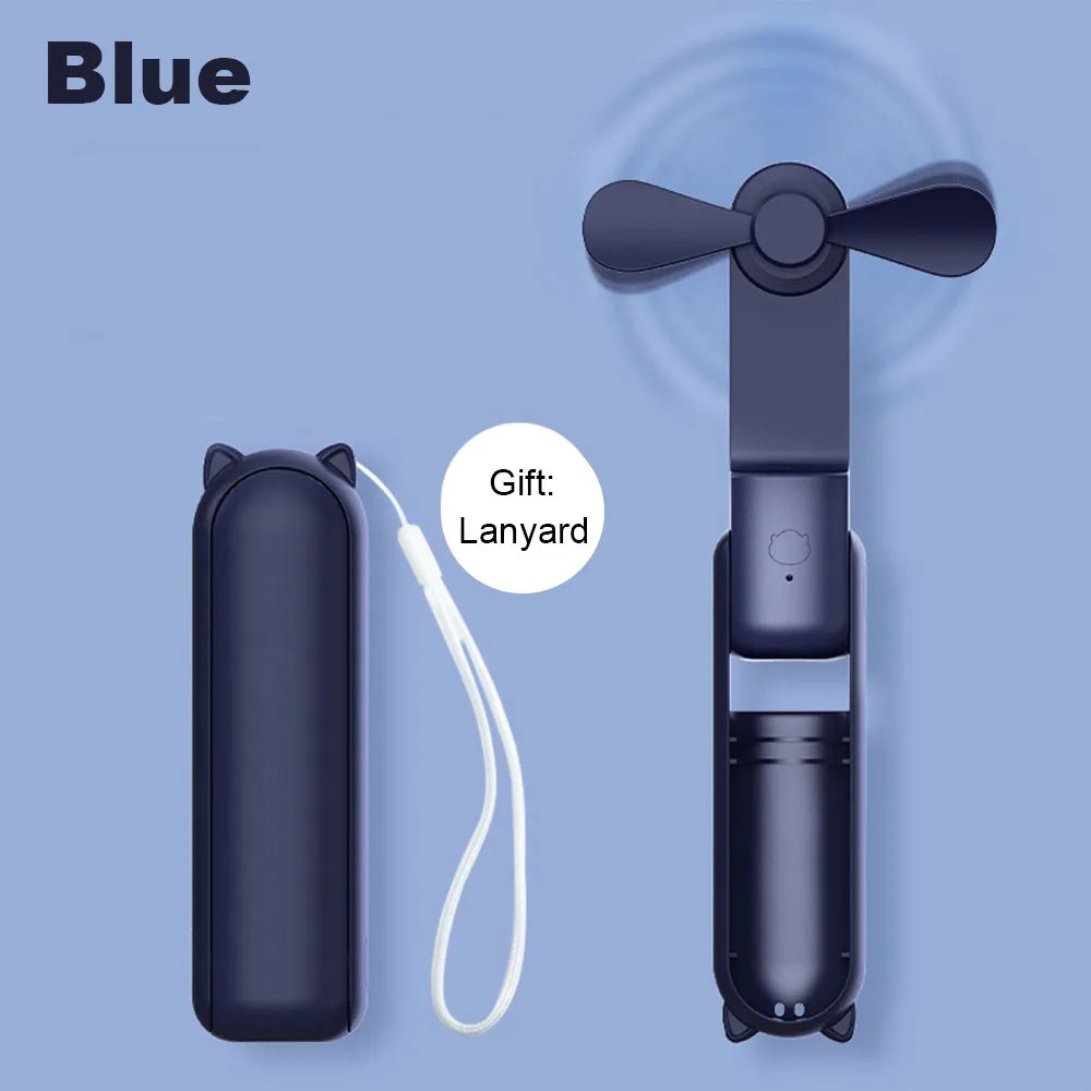 Mini Fan 2000Mah USB Rechargeable 3 Speed Handheld Fan Portable Foldable Air Cooler Fan for Outdoor Travel Small Handheld Fans