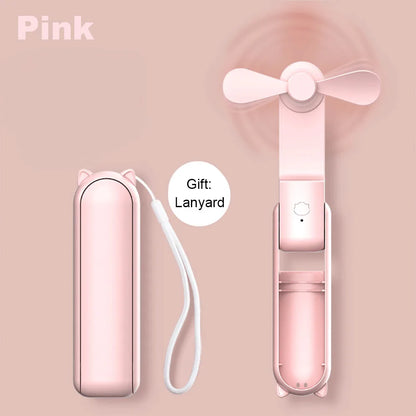 Mini Fan 2000Mah USB Rechargeable 3 Speed Handheld Fan Portable Foldable Air Cooler Fan for Outdoor Travel Small Handheld Fans