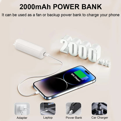Mini Fan 2000Mah USB Rechargeable 3 Speed Handheld Fan Portable Foldable Air Cooler Fan for Outdoor Travel Small Handheld Fans